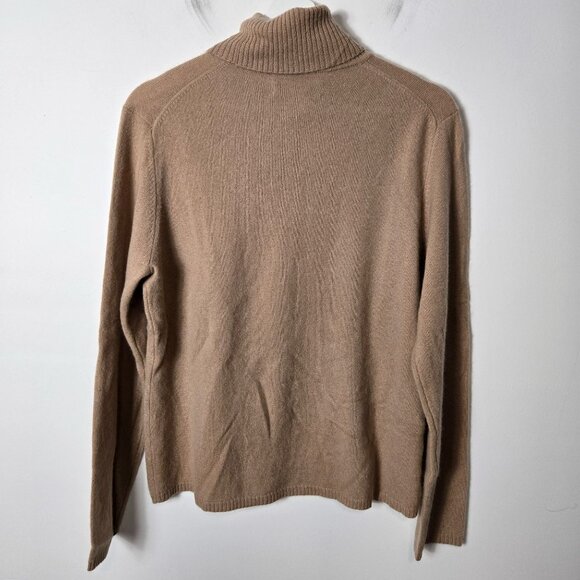 Pursuits, Ltd Size L 100% Cashmere Turtleneck Camel Brown Long Sleeves - Picture 3 of 7
